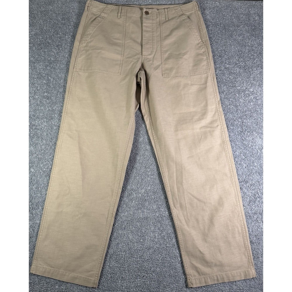 Wallace & Barnes Khaki Tan Cotton Fatigue Utility Camp Pants Mens 36x32 Workwear